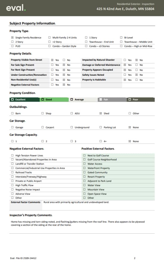 residential property condition reports