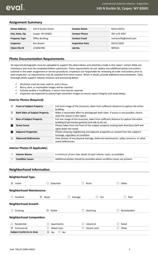 Commercial Property Condition Report