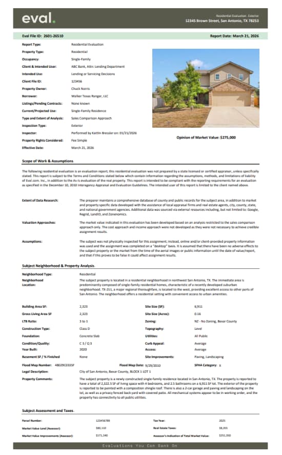 residential evaluation
