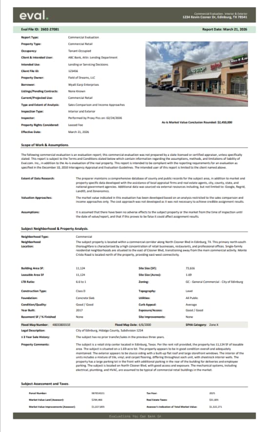commercial evaluation